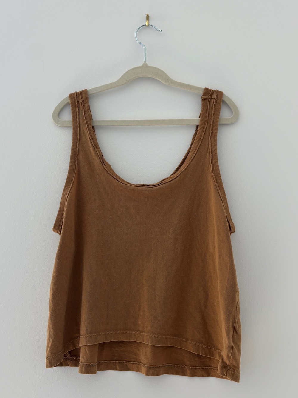 wild fable Brown Scoop Neck Layered Hem Tank Top